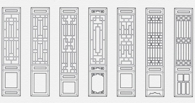 桥东常用中式仿古花窗图案隔断设计图